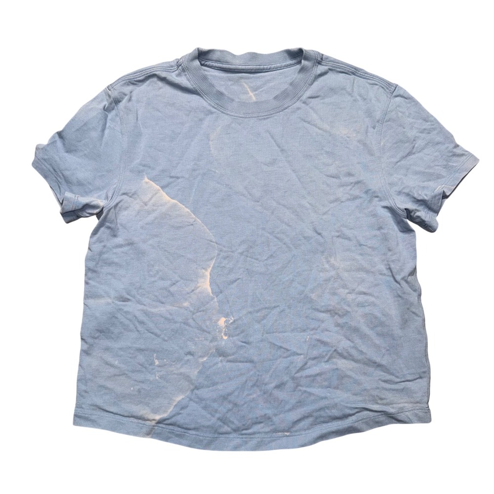 Lululemon‎ Short Sleeve Tee Women Medium Blue Bleach Wash Distressed